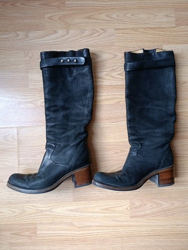 Bottes hautes cuir noir - cuir,