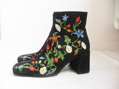 Bottine cuir brodé - cuir,